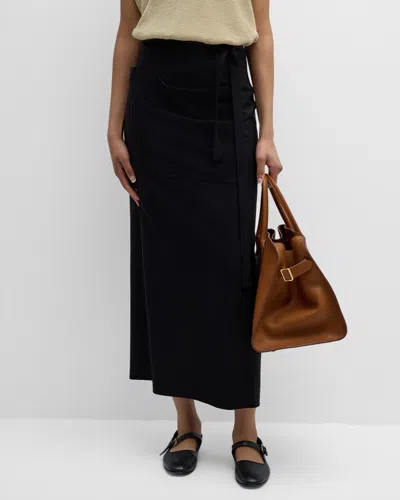 The Row Millie Large Pocket Maxi Wrap Skirt In Black