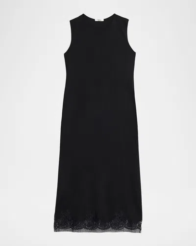 The Row Million Lace-trim Sleeveless Midi Dress In Black
