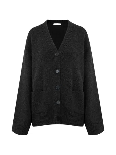The Row Milou V-neck Knitted Cardigan In Black