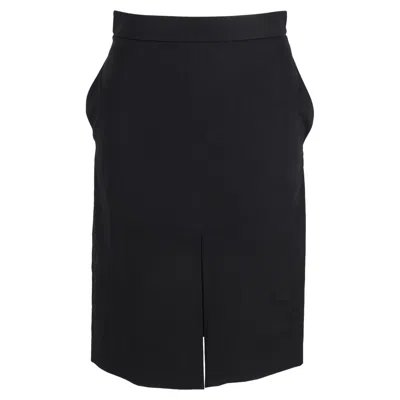 The Row Mini A-line With Front Slit Skirt In Black Wool