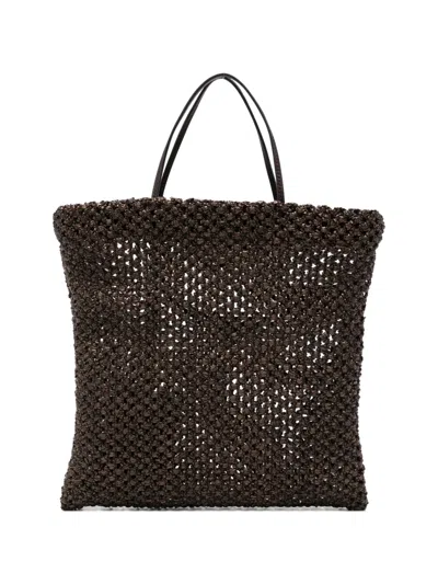 The Row Mini Barn Weaved Tote Bag In Brown