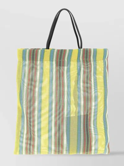 The Row Mini Tote Bag With Dual Handles And Striped Pattern In Yellow