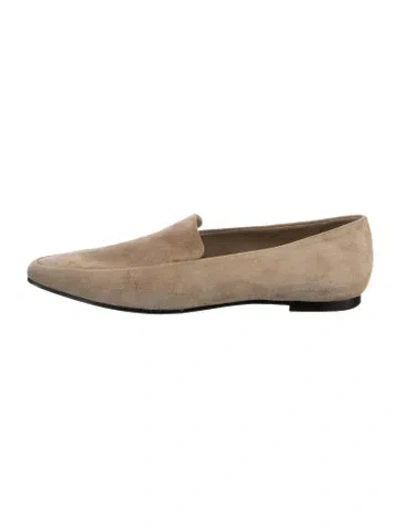 Pre-owned The Row Minimal Suede Loafers In Neutral