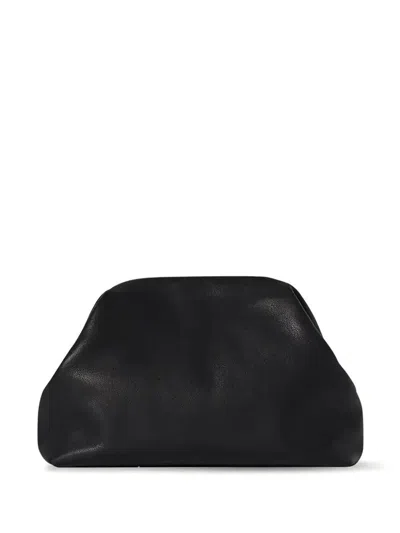 The Row Mira Clutch Bag In Saddle Leather In Black