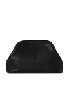The Row Mira Clutch Bag In Saddle Leather In Black Ang