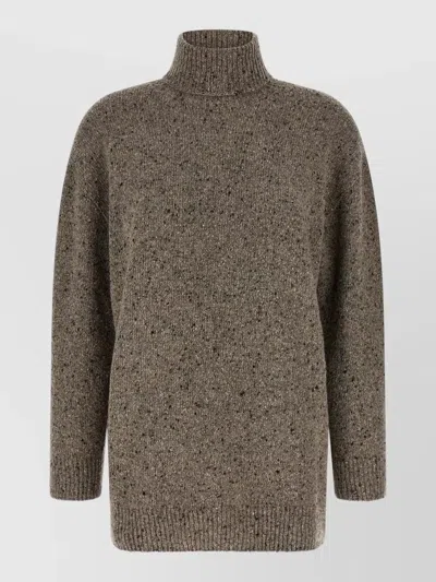 The Row Mirai High Neck Textured Knit Sweater In Neutral