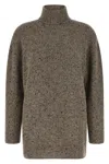 The Row Mirai High Neck Textured Knit Sweater In Brown