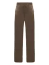 The Row Miros Satin-finish Trousers In Brown