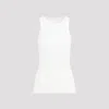 The Row Misty Long Ribbed-knit Cotton Tank Top In Wht White