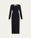 The Row Mitsuko Crystal Long-sleeve Maxi Dress In Black