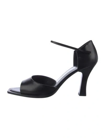 Pre-owned The Row Mj Heel Leather Sandals In Black
