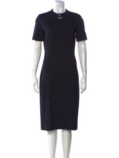 Pre-owned The Row Mock Neck Knee-length Dress In Blue