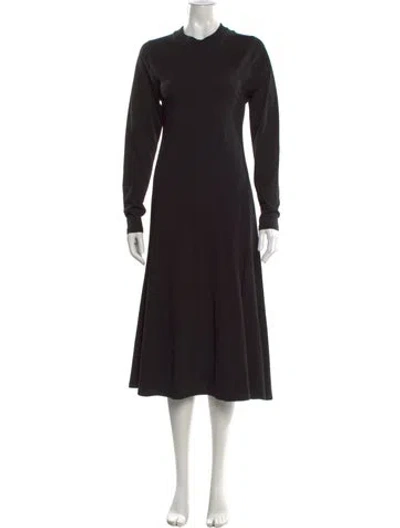 Pre-owned The Row Mock Neck Midi Length Dress In Black