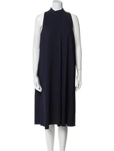 Pre-owned The Row Mock Neck Midi Length Dress In Blue