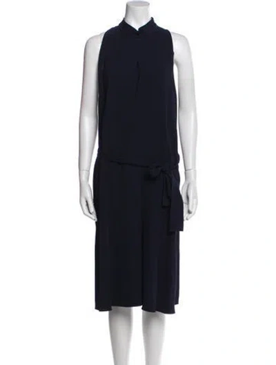 Pre-owned The Row Mock Neck Midi Length Dress In Blue