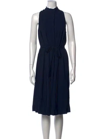 Pre-owned The Row Mock Neck Midi Length Dress In Blue