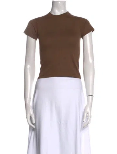 Pre-owned The Row Mock Neck Short Sleeve Crop Top W/ Tags In Brown