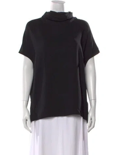 Pre-owned The Row Mock Neck Short Sleeve Top In Black