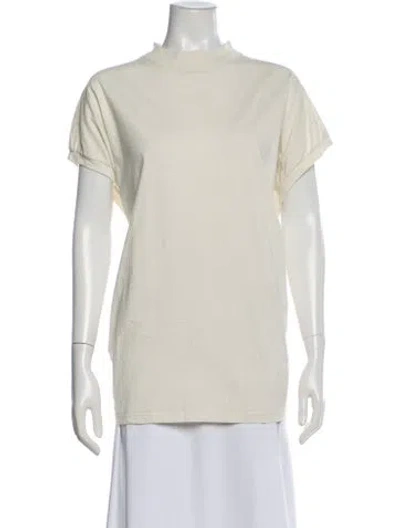 Pre-owned The Row Mock Neck Short Sleeve T-shirt In Neutral