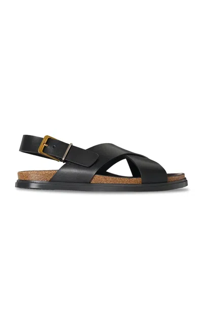 The Row Buckle Crisscross Sandal In Black