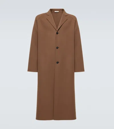 The Row Wool Long Single Breasted Coat In Brown