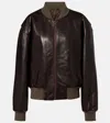 The Row Morisel Leather Bomber Jacket In Brown