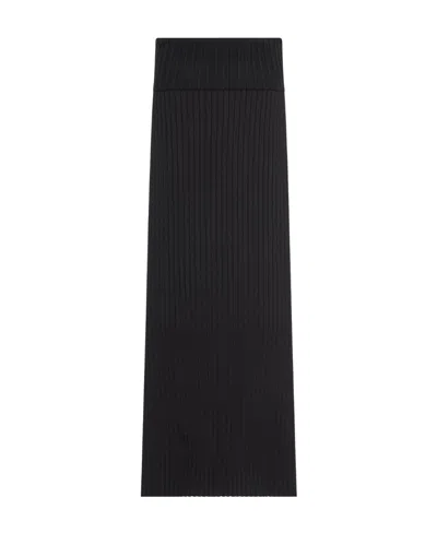 The Row Moss Ribbed Silk Maxi Skirt In Black