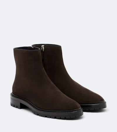 The Row Moto Suede Ankle Boots In Brown