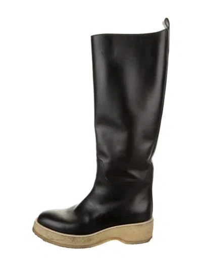 Pre-owned The Row Motorbike Leather Riding Boots In Black