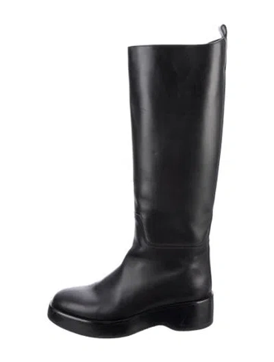 Pre-owned The Row Motorbike Leather Riding Boots In Black