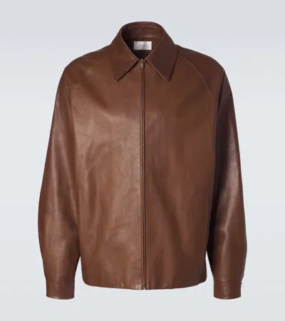 The Row Mount Leather Jacket In Brown