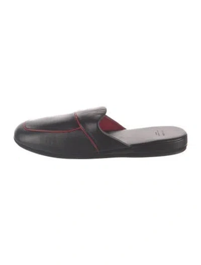 Pre-owned The Row Mules Leather Mules In Black