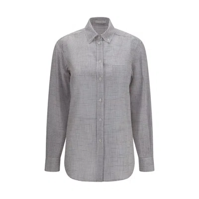 The Row Multicolor Cotton Pattern Shirt In Gray