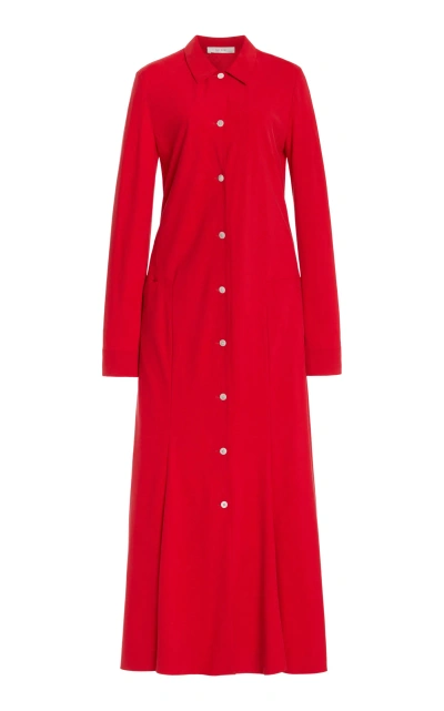 The Row Myra Maxi Silk Shirt Dress In Red