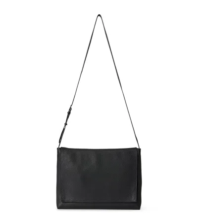 The Row Nan Leather Messenger Bag In Black