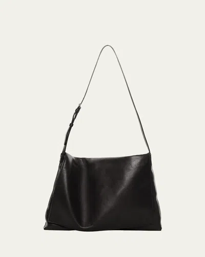 The Row Nan Shoulder Bag In Silk Leather In Black