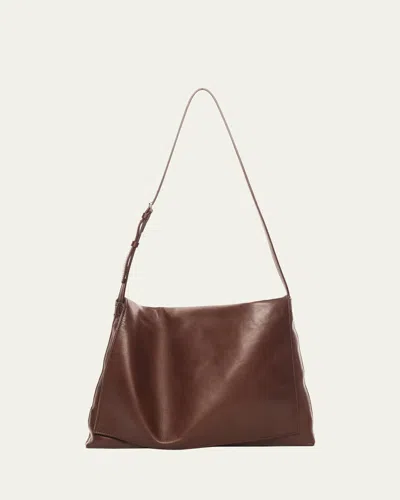 The Row Nan Shoulder Bag In Silk Leather In Brown