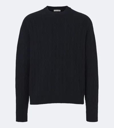 The Row Nanni Cable-knit Cashmere Sweater In Blue