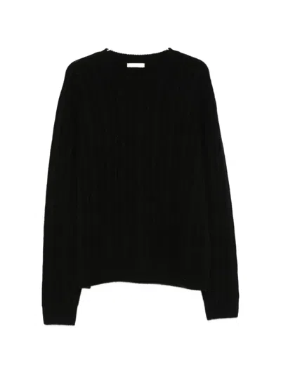 The Row Nanni Cable-knit Crew-neck Sweater In Black