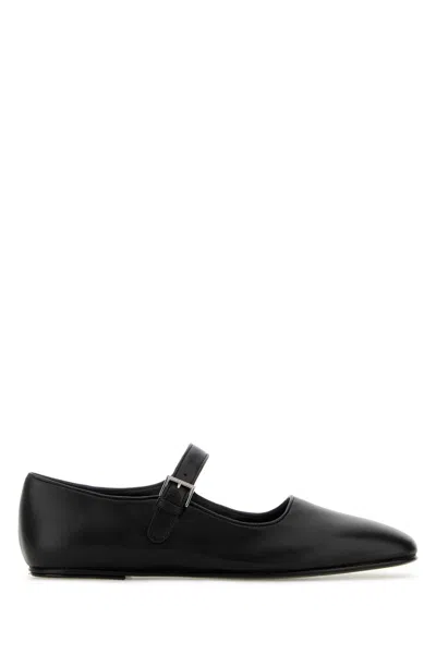 The Row Nappa Leather Ava Ballerinas In Black