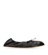 The Row Charcoal Leather Awar Ballerinas In Black