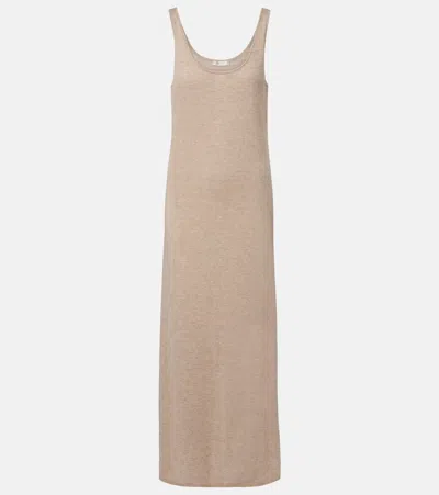The Row Nareen Knitted Cashmere Maxi Dress In Nude