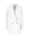 The Row Nat Double-breasted Silk And Linen Blazer In White
