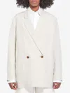 The Row Nat Double-breasted Silk And Linen Blazer In Grey