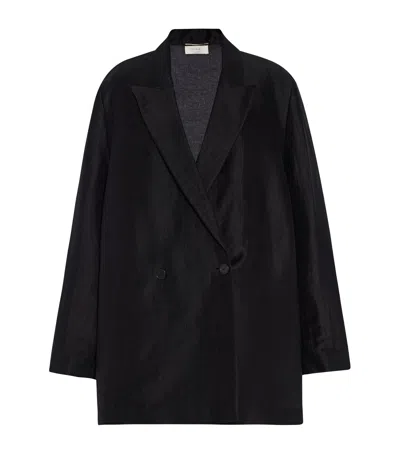 The Row Nat Linen-blend Blazer In Black