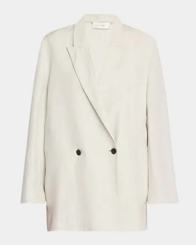 The Row Nat Oversized Double-breasted Jacket In Pearl Grey