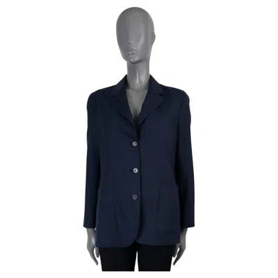Pre-owned The Row Navy Blue Summer Wool Blazer Jacket 10 L