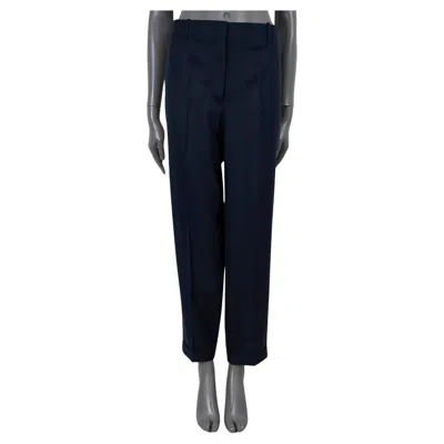 Pre-owned The Row Navy Blue Summer Wool Suit Pants 10 L