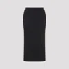 The Row Parma Stretch Virgin Wool Midi Skirt In Navy Blue