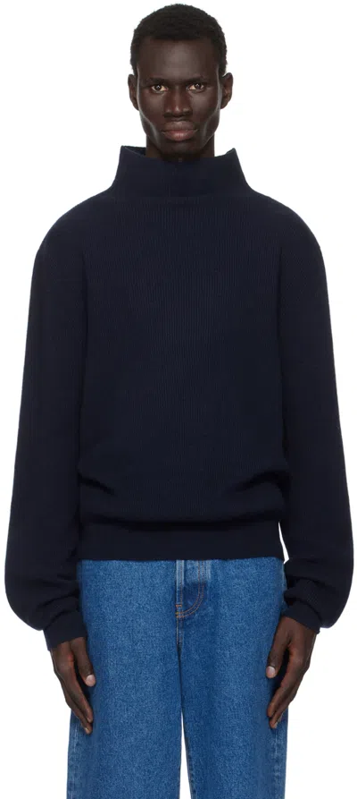 The Row Navy Daniel Sweater In Drn Dark Navy